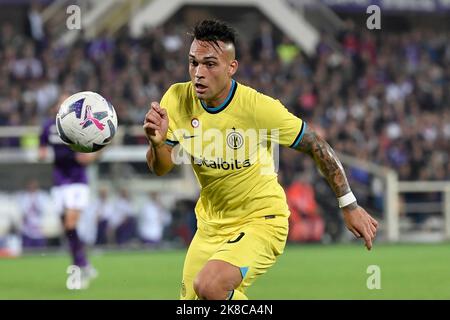 Florence, Italie. 22nd octobre 2022. Lautaro Martinez du FC Internazionale pendant la série Un match de football entre l'ACF Fiorentina et le FC Internazionale au stade Artemio Franchi à Florence (Italie), 22 octobre 2022. Photo Andrea Staccioli/Insidefoto crédit: Insidefoto di andrea staccioli/Alamy Live News Banque D'Images