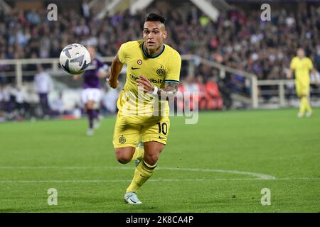 Florence, Italie. 22nd octobre 2022. Lautaro Martinez du FC Internazionale pendant la série Un match de football entre l'ACF Fiorentina et le FC Internazionale au stade Artemio Franchi à Florence (Italie), 22 octobre 2022. Photo Andrea Staccioli/Insidefoto crédit: Insidefoto di andrea staccioli/Alamy Live News Banque D'Images