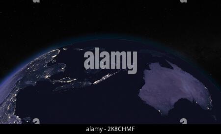 Globe terrestre de nuit axé sur l'Australie Banque D'Images