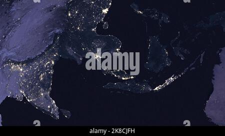 Globe terrestre de nuit axé sur l'Asie du Sud-est Banque D'Images