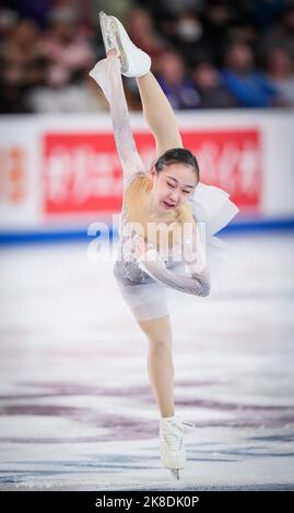 Norwood, Massachusetts, États-Unis. 22nd octobre 2022. Ring Matsuike du Japon skate pendant le programme court pour femmes au concours de patinage artistique de l'UIP Skate America sur 22 octobre 2022 à Norwood, aux États-Unis d'Amérique. Crédit : Mathieu Belanger/AFLO/Alay Live News Banque D'Images