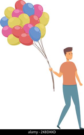 Lancer le vecteur de dessin animé d'icône de vendeur de ballons. Vendeur de rue. Bonnes ventes Illustration de Vecteur