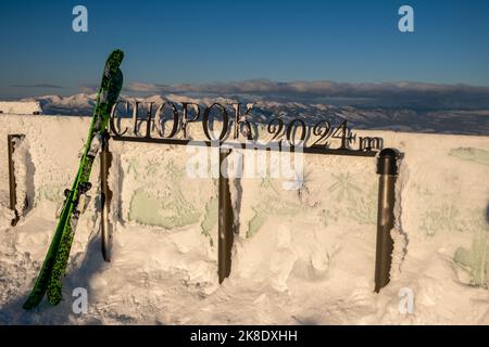 Slovaquie, Jasna - 3 février 2022: Vue depuis le sommet des montagnes de chopok Banque D'Images