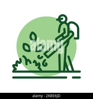 Icône de couleur de nettoyage du souffleur de feuilles. Service de jardin. Illustration de Vecteur