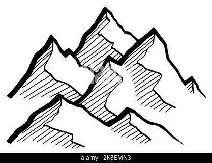 Montagnes graphique noir blanc paysage dessin illustration vecteur Illustration de Vecteur