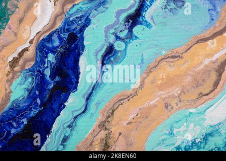 Arrière-plan abstrait peint avec surface colorée, œuvres d'art créatives. Fluide abstrait de luxe naturel, peinture d'art liquide. Illustration de style mixte Banque D'Images