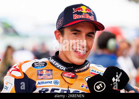 22nd octobre 2022; Sepang International circuit, Sepang, MALAISIE: MotoGP de Malaisie, jour de la course: Repsol Honda Team Rider Marc Marquez sur la grille au MotoGP de Malaisie Banque D'Images