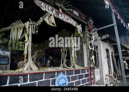 Yogyakarta, Indonésie. 20th octobre 2022. Touristes locaux lors de la visite à la maison de mémoire dans la pente de la montagne Merapi à Yogyakarta, Indonésie sur 20 octobre 2022. La maison de la mémoire est un musée appartenant aux résidents qui collectent leurs restes en raison de l'éruption du Mont Merapi en 2010. Les destinations touristiques en Indonésie font état d'une résurgence après la pandémie. (Photo par Adriana Adie/INA photo Agency/Sipa USA) crédit: SIPA USA/Alay Live News Banque D'Images