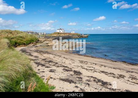 Cliff House et côte rocheuse, amble, Northumberland, Angleterre, Royaume-Uni Banque D'Images