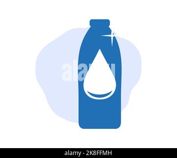 Bouteille d'eau, eau du robinet avec verre, bouteille et logo symbole d'eau claire. Flacon en plastique de concept de mode de vie sain, naturel et modifiable. Illustration de Vecteur