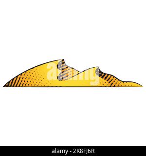 Grafilage de planches à gratter de dunes avec remplissage jaune isolé sur un fond blanc Illustration de Vecteur