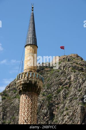 Situé à Amasya, Turquie, la mosquée et le complexe Sultan 2.Beyazit a été construit en 1486. Banque D'Images