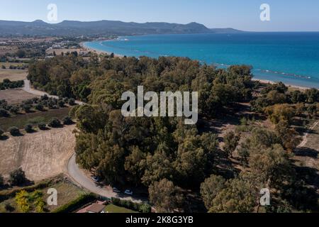 Vue aérienne de la plage de Chrysochou, Polis, Chypre Banque D'Images