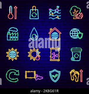Enregistrer les icônes de néon de la planète Illustration de Vecteur