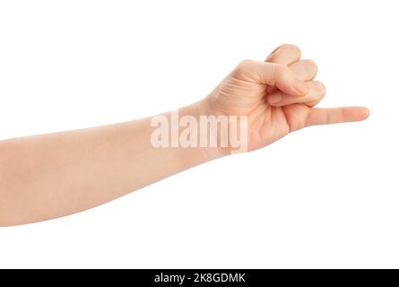 chemin de mouvement du doigt pinky isolé sur blanc Banque D'Images