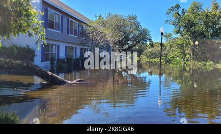 Orlando, 2 octobre 2022 - inondations abandonnées dans le quartier par l'ouragan Ian inondations dans le centre de la Floride Banque D'Images