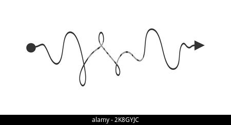 Ligne courbe entre le point de départ et la flèche de fin. Icône de solution à un problème complexe. Cerveau travaillant avec le nouveau concept d'idée. Symbole de complexité. Illustration vectorielle Illustration de Vecteur