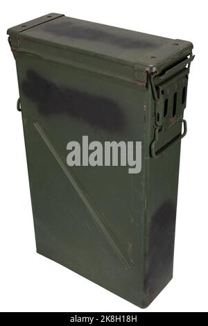 AMMO CAN pour 81mm mortiers de cartidge isolés sur fond blanc Banque D'Images