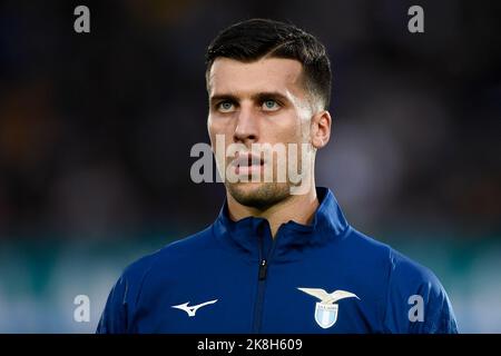Bergame, Italie. 23 octobre 2022. Nicolo Casale de SS Lazio regarde avant la série Un match de football entre Atalanta BC et SS Lazio. Credit: Nicolò Campo/Alay Live News Banque D'Images