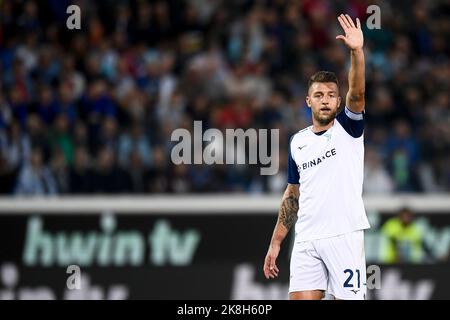 Bergame, Italie. 23 octobre 2022. Sergej Milinkovic-Savic de SS Lazio gestes pendant la série Un match de football entre Atalanta BC et SS Lazio. Credit: Nicolò Campo/Alay Live News Banque D'Images