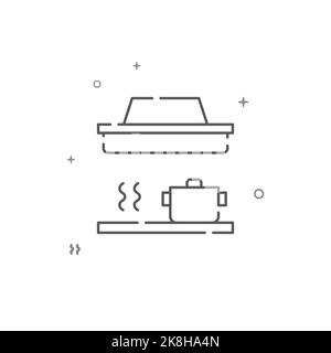 Une hotte et une plaque de cuisson icône de ligne simple. Symbole, pictogramme, panneau isolé sur fond blanc. Banque D'Images