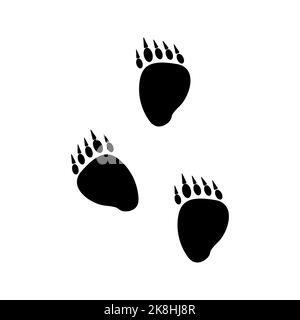 Ours Tracks imprimé chasseur de chemin silhouette noire. Chasse faune suivre le sentier proie actif sport dangereux forêt camping voyage danger icône chasseur piège chasse timbre logo mammifère trace forme isolée Illustration de Vecteur