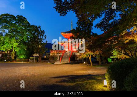 Vue nocturne de la tour Shingyo-Hoto à Daikaku Ji à Tokyo, Japon Banque D'Images