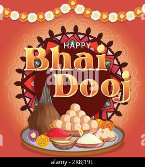 Illustration du design de l'affiche Happy Bhai Dooj Illustration de Vecteur