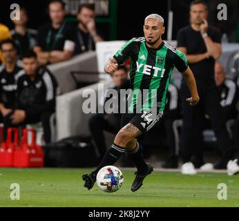 Austin, Texas, États-Unis. 23 octobre 2022: Austin FC avance Diego FagÃºndez (14) déplace le ballon pendant la première moitié d'un match de football de ligue majeure entre Austin FC et FC Dallas le 23 octobre 2022, à Austin. (Credit image: © Scott Coleman/ZUMA Press Wire) Credit: ZUMA Press, Inc./Alamy Live News Banque D'Images