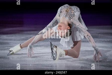 Norwood, Massachusetts, États-Unis. 23 octobre 2022. Isabeau Levito, des États-Unis, skate lors du gala à la compétition de patinage artistique de l'UIP Skate America sur 23 octobre 2022, à Norwood, aux États-Unis d'Amérique. Crédit : Mathieu Belanger/AFLO/Alay Live News Banque D'Images