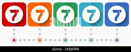 Icônes vectorielles de gouttière, modèle d'infographie, ensemble de symboles de conception plate dans 5 options de couleurs Illustration de Vecteur