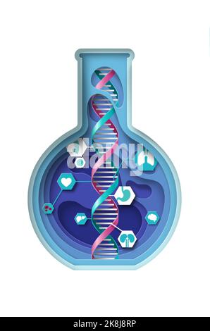 ADN de la molécule vecteur de la science génétique dans un flacon Illustration de Vecteur