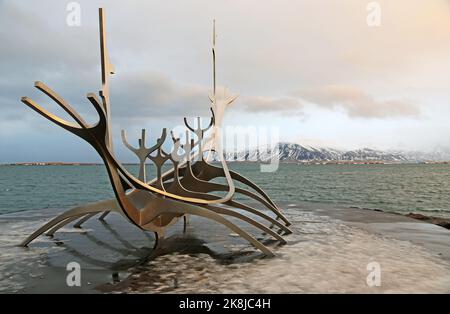 Solfar - le Sun Voyager - Islande Banque D'Images