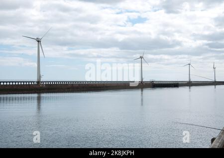 Parc d'éoliennes, Blyth, Northumberland, Tyne et Wear Banque D'Images