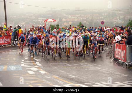 Oslo 29 août 1993. La coupe du monde du cyclisme est organisée en Norvège. Ici d'Oslo pendant le départ conjoint des hommes pour les hommes. Il était pluvieux et très doux. Ici, sur le chemin jusqu'à Ekeberg. Photo: Aleksander Nordahl / NTB / NTB Banque D'Images