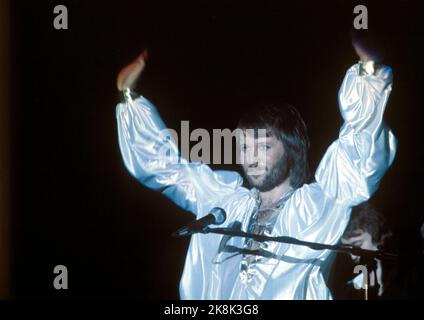 Oslo 1977-01-28: Le groupe pop suédois ABBA lance sa tournée de concert avec un concert à Ekeberghallen, 28 janvier 1977. ABBA se compose d'Anni-Frid Lyngstad (Frida), Agnetha Fältskog, Björn Ulvaeus et Benny Andersson. La photo: Benny Andersson. Photo: Oddvar Walle Jensen / NTB / NTB Banque D'Images