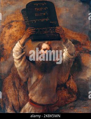 Moïse aux dix Commandements, peint dans l'huile sur toile par Rembrandt van Rijn, 1659 Banque D'Images