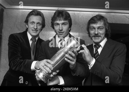 Oslo, 19801026. Stade Ullevaal, finale de la coupe. Lillestrøm - Vålerenga 1-4. Les buts de VIF étaient f.v. Tom Jacobsen, Morten Haugen (2) et Terje Olsen. Photo: Svein Hammerstad / NTB / NTB Banque D'Images