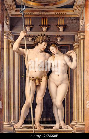 Neptune et Amphitrite, peinture à l'huile sur panneau par Jan Gossaert, 1516 Banque D'Images