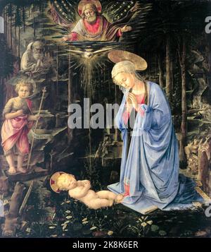 FRA Filippo Lippi, l'adoration dans la forêt, peinture à l'huile sur bois, 1459 Banque D'Images