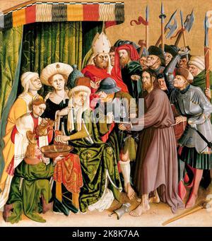 Christ devant Pilate : les ailes de l'autel de Wurzach, peint dans l'huile sur bois par Hans Multscher, 1437 Banque D'Images