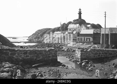 Ona 19720617. Le village de pêcheurs sur la côte de Romsdal est à une distance satisfaisante de tout ce qui a à voir avec les tracas et la ruée. Beaucoup ont quitté Ona ces dernières années. La troisième partie des maisons est vide. Pourtant, il y en a qui ne quittera jamais l'île. À propos de. Deux cents personnes vivent ici aujourd'hui. Le phare d'Ona est l'un des plus célèbres gars de la côte, qui décharge les gens de mer par une LED dangereuse. Photo: Sverre Børretzen courant / NTB Banque D'Images