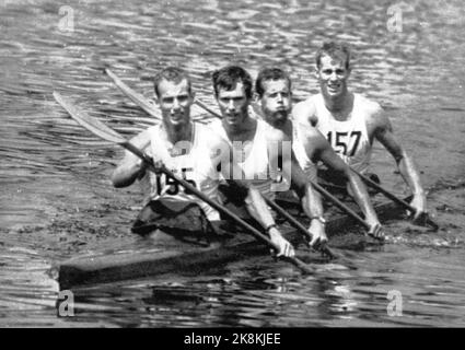 Mexique 19681024. Les fours de kayak de Norvège qui ont pris l'or à 1000 M. Pendant les Jeux Olympiques d'été au Mexique 1968. Avant et f.v. Steinar Amundsen, Egile Søby, Tore Berge et Jan Johansen. La photo la plus fieuse de l'archive NTB/NTB. Banque D'Images