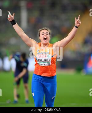 Jubilation VAN KLINKEN Jorinde (NED/ 3rd place), finale de tir féminin mise sur les Championnats européens d'athlétisme 15 août 2022 2022, Championnats européens, de 15 août. - 21.08.2022 à Munich/Allemagne. Banque D'Images