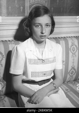 Oslo 19450608. La princesse Ragnhild photographiée au château à l'occasion de l'anniversaire de 15th. Photo: Archives NTB / NTB Banque D'Images