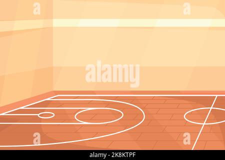 Terrain de basket vide dans la salle de gym modèle vectoriel de couleurs Illustration de Vecteur