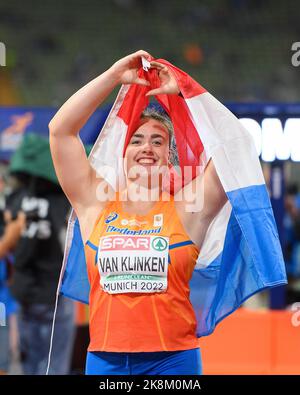 Jubilation VAN KLINKEN Jorinde (NED/ 3rd place), finale de tir féminin mise sur les Championnats européens d'athlétisme 15 août 2022 2022, Championnats européens, de 15 août. - 21.08.2022 à Munich/Allemagne. Banque D'Images