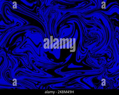 Un fond bleu-noir avec un motif liquide abstrait Banque D'Images