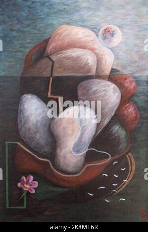 Pêcheur. Peinture abstraite de concept Banque D'Images