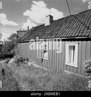 Oslo à l'été 1962. Une promenade le long de l'Akerselva de OS à OS. Ici, la maison dite de loi de poulet à l'Akerselva photo: Aage Storløkken / actuel / NTB Banque D'Images